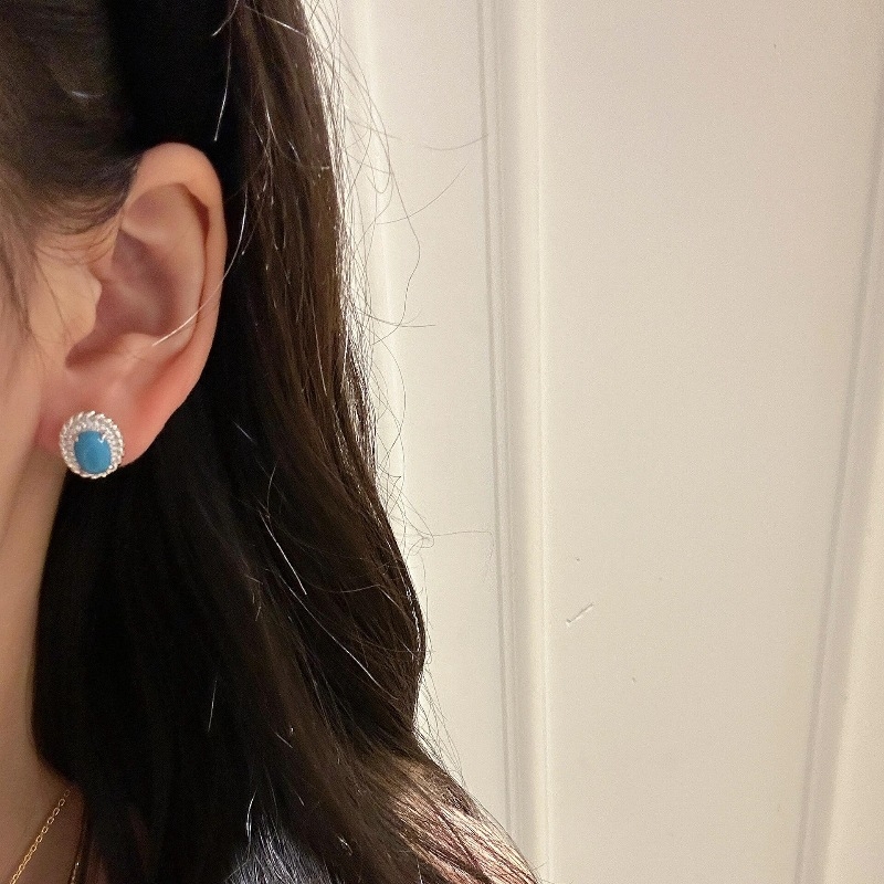 Set naušnica i lančić od bakra s turkoazom, elektroplatirano, O- lanac, retro stil