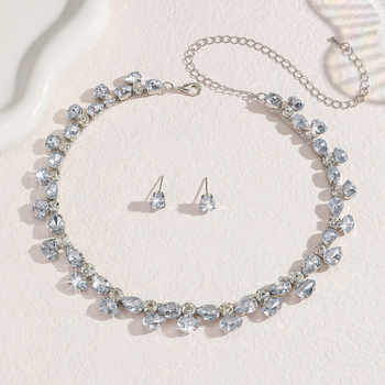 Set nakita: ogrlica i naušnice s Rhinestone: kapljica vode u geometrijskom obliku; duljina 51–60 cm; elektroplatina