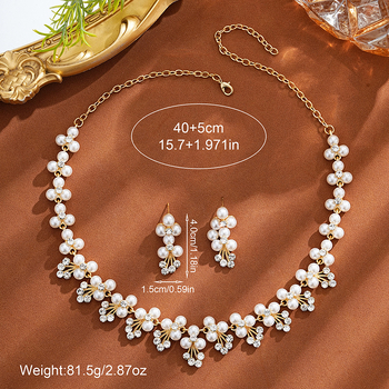 Set nakita: ogrlica i naušnice s privjeskom od Mother of Pearl, Collarbone lanac, legura, elektroplatina — Model d446