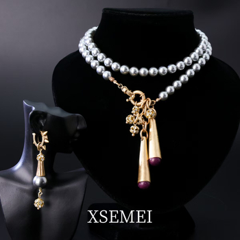 Ogrlica s ametistnim privjeskom, mješoviti materijali, O- lanac, U-oblik geometrijski dizajn, Seiko završna obrada