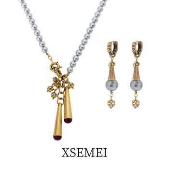 Ogrlica s ametistnim privjeskom, mješoviti materijali, O- lanac, U-oblik geometrijski dizajn, Seiko završna obrada