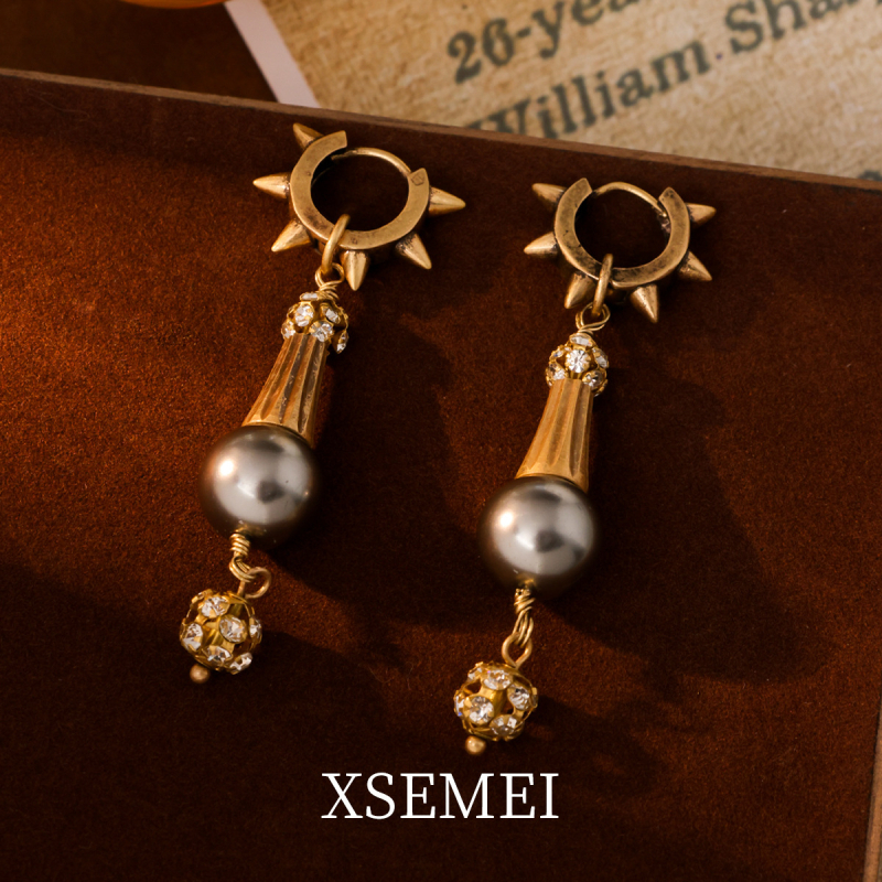 Ogrlica s ametistnim privjeskom, mješoviti materijali, O- lanac, U-oblik geometrijski dizajn, Seiko završna obrada