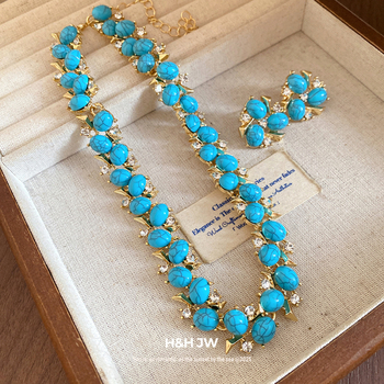 Náhrdelnik s geometrijskim dizajnom od smole, elektroplatirani završetak, klavikularni lanac, srednjovjekovni stil