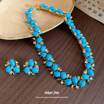 Náhrdelnik s geometrijskim dizajnom od smole, elektroplatirani završetak, klavikularni lanac, srednjovjekovni stil