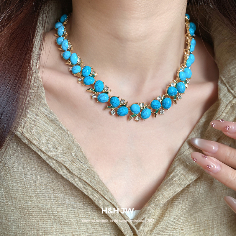 Náhrdelnik s geometrijskim dizajnom od smole, elektroplatirani završetak, klavikularni lanac, srednjovjekovni stil