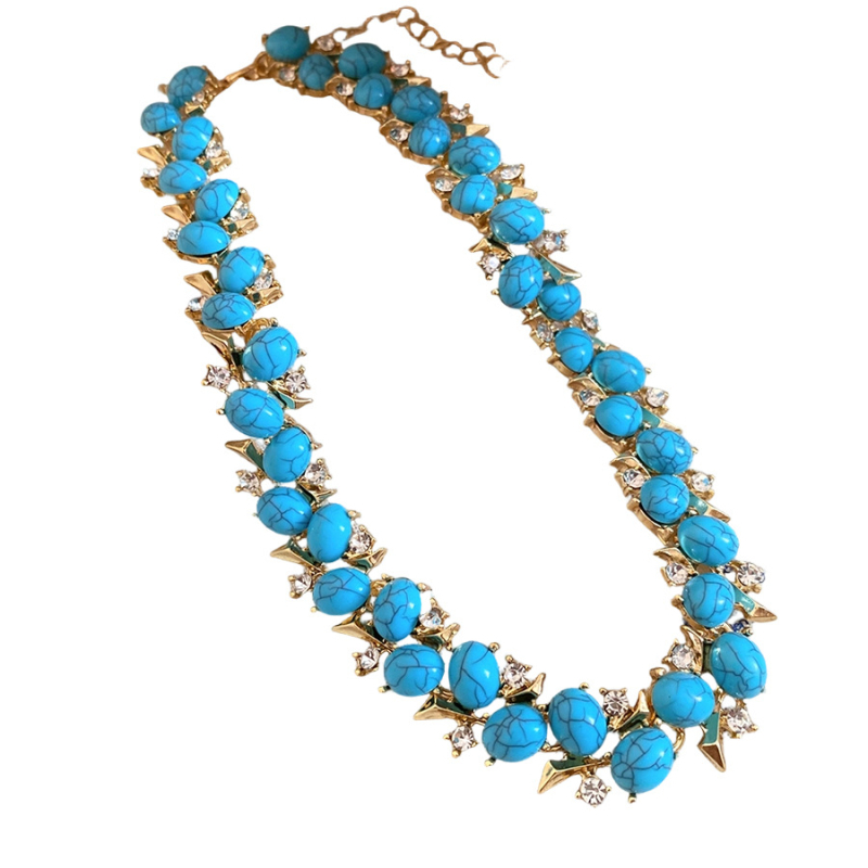 Náhrdelnik s geometrijskim dizajnom od smole, elektroplatirani završetak, klavikularni lanac, srednjovjekovni stil