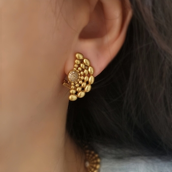 Geometrijski šuplji naušnice i ogrlica – legura, elektroplatina, kristali, lagani luksuz stil