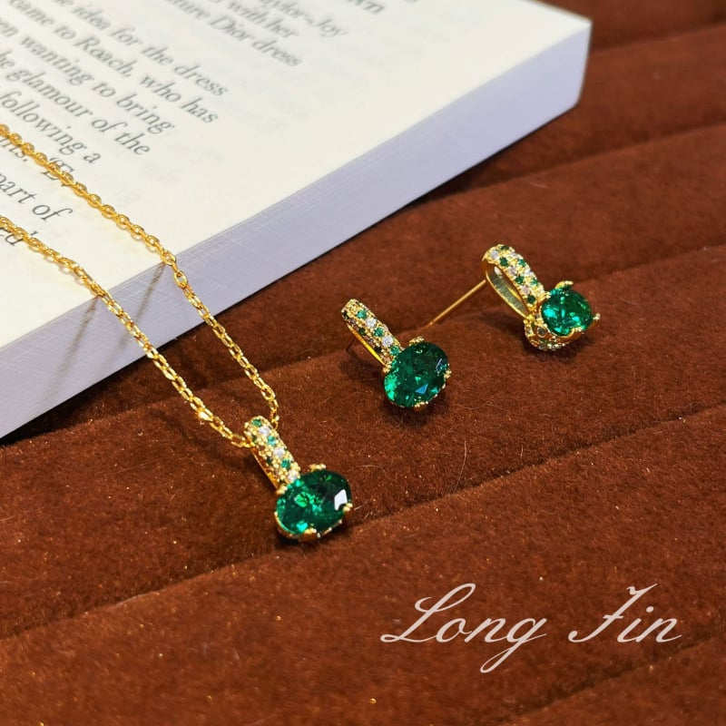 Set ogrlice i naušnice s bakrenim privjeskom na običnom lancu, vintage retro stil, elektroplatiranje