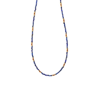 Colier din lapis lazuli, geometric, lucrat manual, pandantiv din aur 18k, lanț regulat