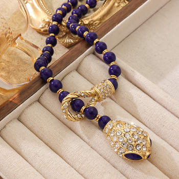 Vintage Barokni set: ogrlica i naušnice s glavom zmije i staklenim perlama, bakarna legura, kuglični lanac, jesen 2025