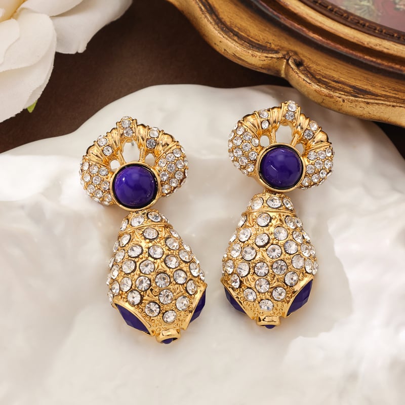 Vintage Barokni set: ogrlica i naušnice s glavom zmije i staklenim perlama, bakarna legura, kuglični lanac, jesen 2025