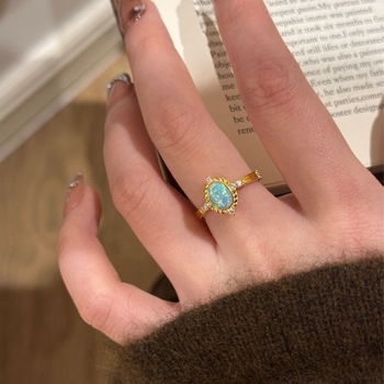 Set prstena s opalom i naušnicama – bakar, elektroplatiranje, ženski nakit, palaća stil, retro stil