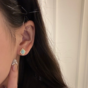 Set prstena s opalom i naušnicama – bakar, elektroplatiranje, ženski nakit, palaća stil, retro stil