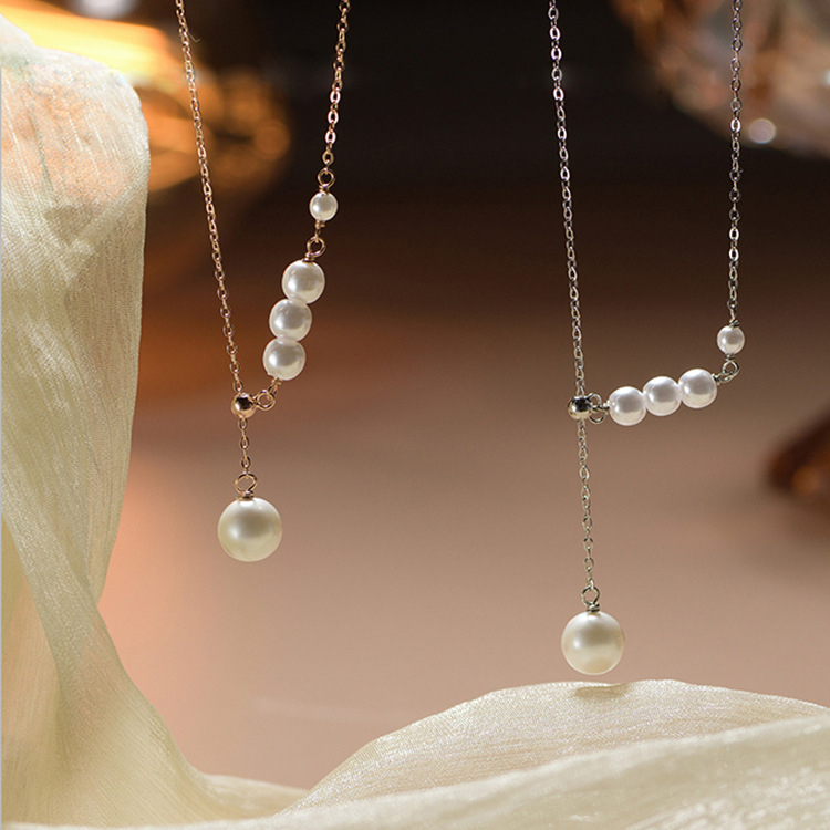 Difeng Jewelry S999 ezüst nyaklánc, medál: mother-of-pearl, keresztes lánc, 21–50 cm állítható