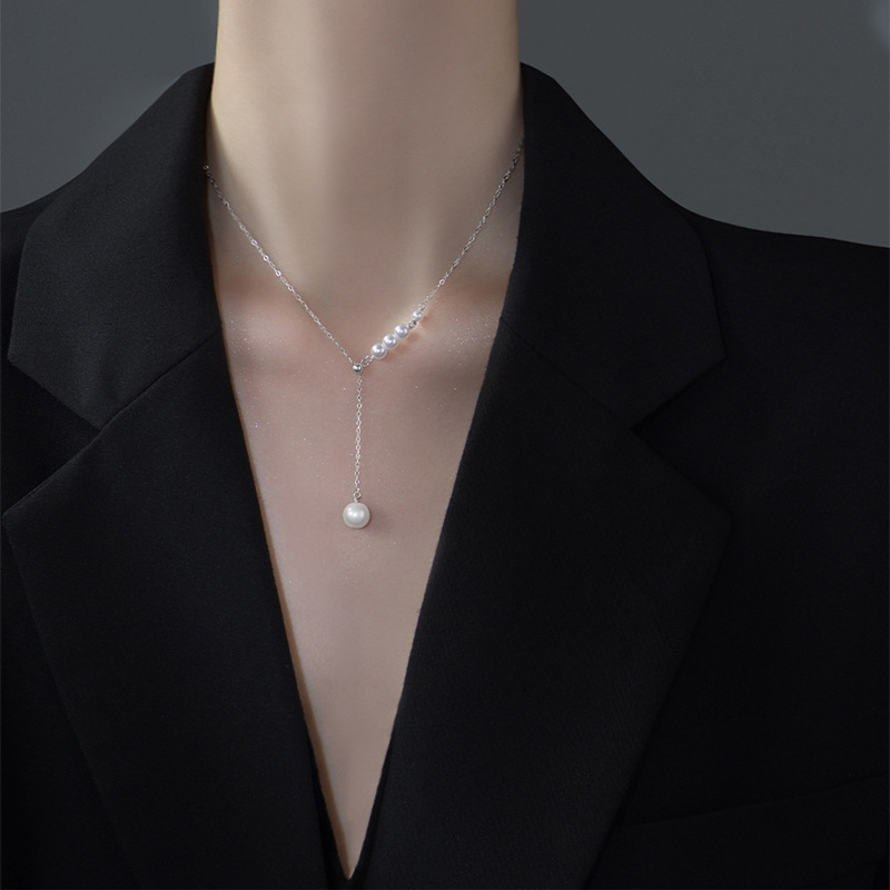 Difeng Jewelry S999 ezüst nyaklánc, medál: mother-of-pearl, keresztes lánc, 21–50 cm állítható