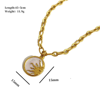 Colier cu lanț din oțel titan, pandantiv sidef de mamă, în formă de stea, lanț O, placat electro