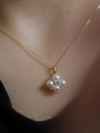 Colier din argint S925 cu placare 14K aur, perlă și zirconiu – pandant, stil retro lux