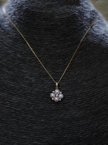 Colier din argint S925 cu placare 14K aur, perlă și zirconiu – pandant, stil retro lux