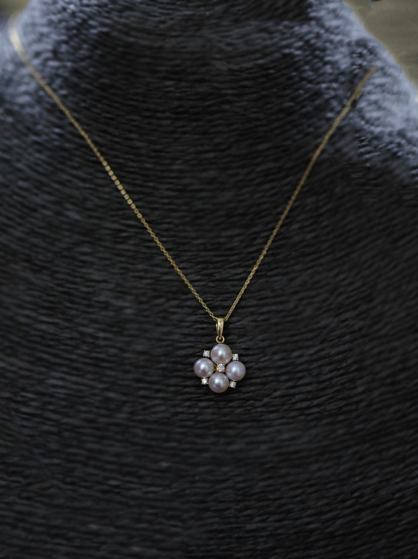 Colier din argint S925 cu placare 14K aur, perlă și zirconiu – pandant, stil retro lux