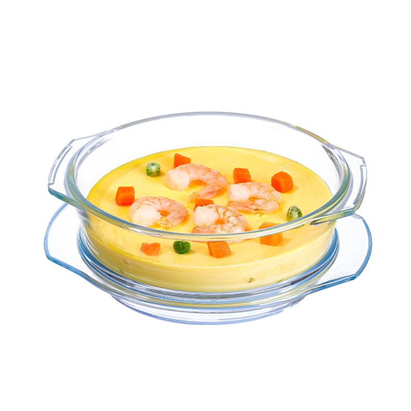 Vas din sticlă pentru Air Fryer cu capac, rezistent la temperaturi înalte, compatibil cu microunde, potrivit pentru supe, tăiței și ouă la abur