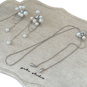 Ogrlica s umjetnim perlama, geometrijski dizajn, zmijska lanac, privjesak s mješavinom kamenja, lagani luksuzni stil