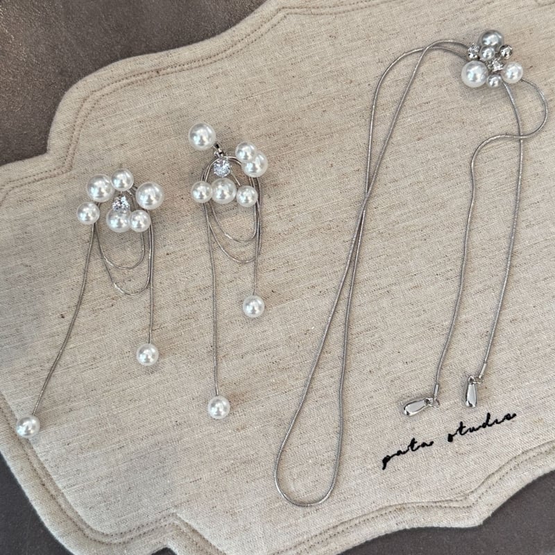 Ogrlica s umjetnim perlama, geometrijski dizajn, zmijska lanac, privjesak s mješavinom kamenja, lagani luksuzni stil