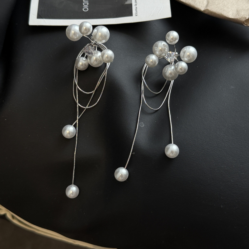 Ogrlica s umjetnim perlama, geometrijski dizajn, zmijska lanac, privjesak s mješavinom kamenja, lagani luksuzni stil