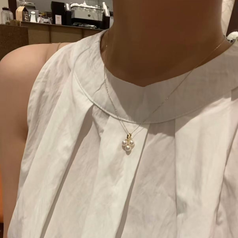 Colier din argint 925 cu pandantiv din perlă de apă dulce, perlă rotundă, stil natural și drăguț