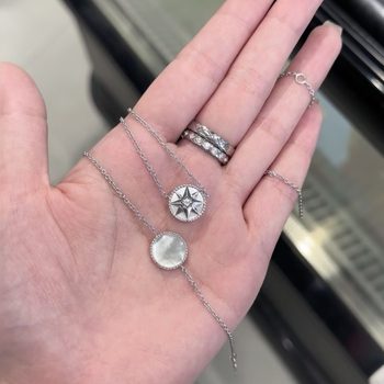 Réz nyaklánc csillag- és geometriai mintázattal, O-lánc, hossza 41–50 cm, Seiko felületkezelés, francia retro stílus