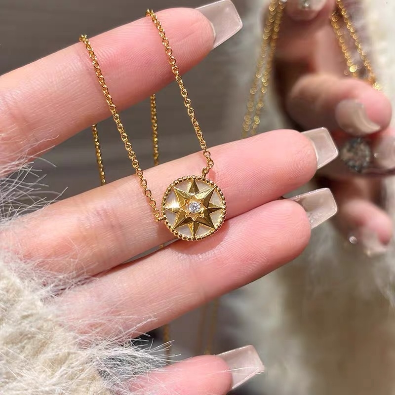 Réz nyaklánc csillag- és geometriai mintázattal, O-lánc, hossza 41–50 cm, Seiko felületkezelés, francia retro stílus