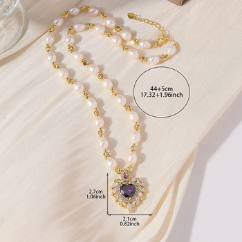 Ogrlica od slatkovodne bisera, biser u obliku izvanzemljca, kristalni četverokutni privjesak, pleteni rad, visokokvalitetan dizajn