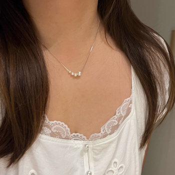 Colier cu pandantiv gradient din sidef, argint 925 pe întreaga lungime, lanț tip box, design geometric în formă U