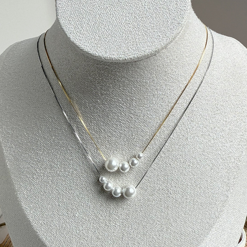 Colier cu pandantiv gradient din sidef, argint 925 pe întreaga lungime, lanț tip box, design geometric în formă U