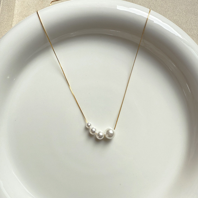 Colier cu pandantiv gradient din sidef, argint 925 pe întreaga lungime, lanț tip box, design geometric în formă U