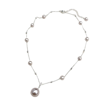 Colier: pandantiv cu perlă Manta roz, inspirat de stilul franțuzesc vintage, aliaj, perle artificiale, lanț obișnuit, 41–50 cm, lux lejer