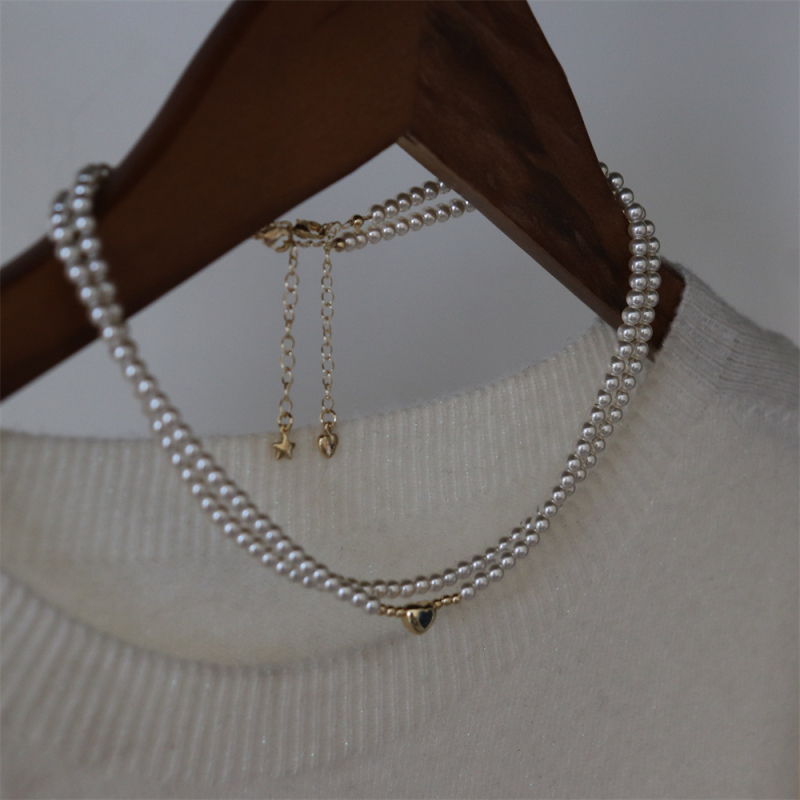 Ogrlica od imitacijskih perli s privjeskom od organskog stakla, geometrijski dizajn, završna pečena boja, ogrlica od perli