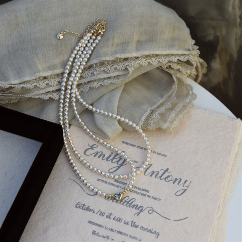 Ogrlica od imitacijskih perli s privjeskom od organskog stakla, geometrijski dizajn, završna pečena boja, ogrlica od perli