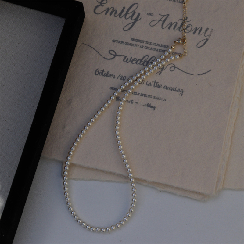 Ogrlica od imitacijskih perli s privjeskom od organskog stakla, geometrijski dizajn, završna pečena boja, ogrlica od perli