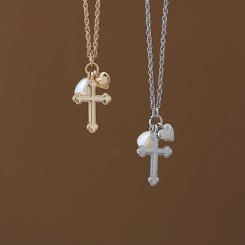 Lančić s križem, bakrena osnova, elektroplatirano, obični lanac, privjesak od titan čelika, 6 g, unisex