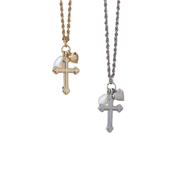 Lančić s križem, bakrena osnova, elektroplatirano, obični lanac, privjesak od titan čelika, 6 g, unisex