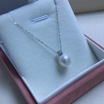 Colier cu perlă de apă dulce, pandantiv din argint S925, formă perfect rotundă, stil Prințesa Diana