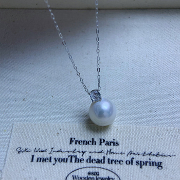 Colier cu perlă de apă dulce, pandantiv din argint S925, formă perfect rotundă, stil Prințesa Diana