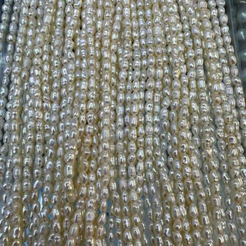 Set de bijuterii: perle de apă dulce, mărgele în formă de orez, 2–3–4 mm, luciu ridicat, pentru bijuterii DIY (colier și brățară)