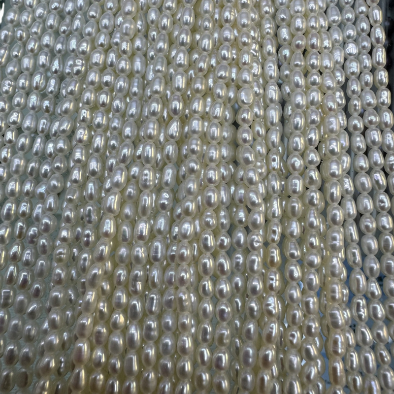 Set de bijuterii: perle de apă dulce, mărgele în formă de orez, 2–3–4 mm, luciu ridicat, pentru bijuterii DIY (colier și brățară)