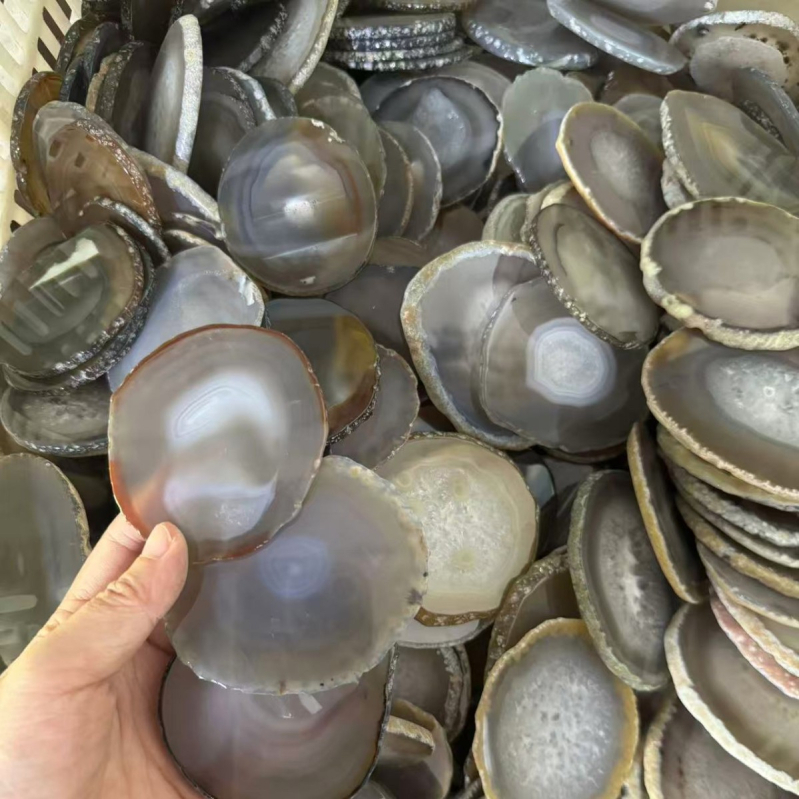 Polírozott természetes achát korong dísz – dekoratív elem és poháralátét, természetes anyag, VVS tisztaság