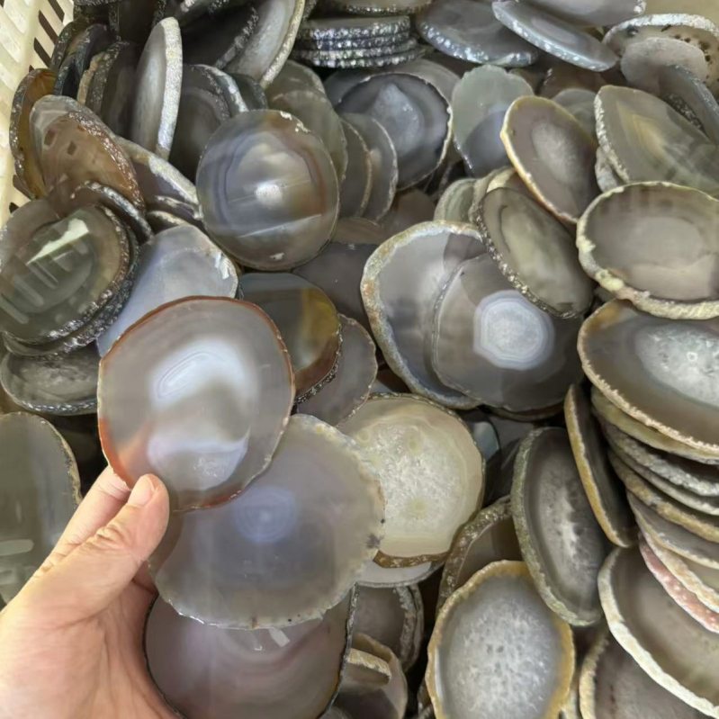 Polírozott természetes achát korong dísz – dekoratív elem és poháralátét, természetes anyag, VVS tisztaság