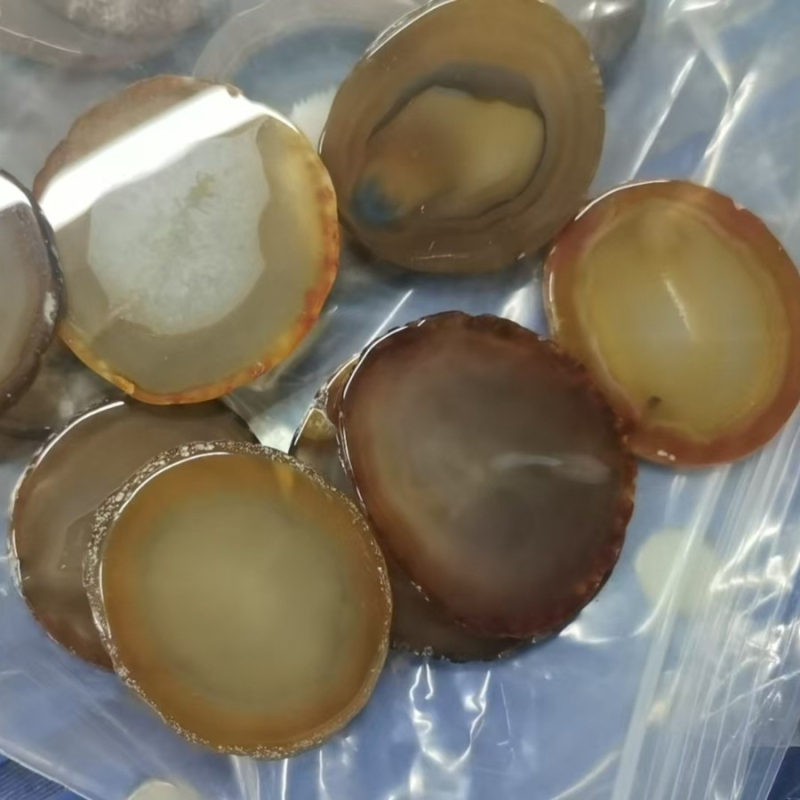 Polírozott természetes achát korong dísz – dekoratív elem és poháralátét, természetes anyag, VVS tisztaság