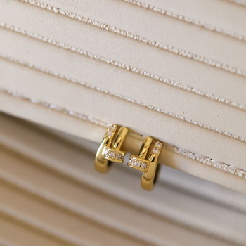 Naušnice - pozlaćeno bakreno, geometrijski oblik, elektroplatiranje, svijetli luksuzni stil, za žene