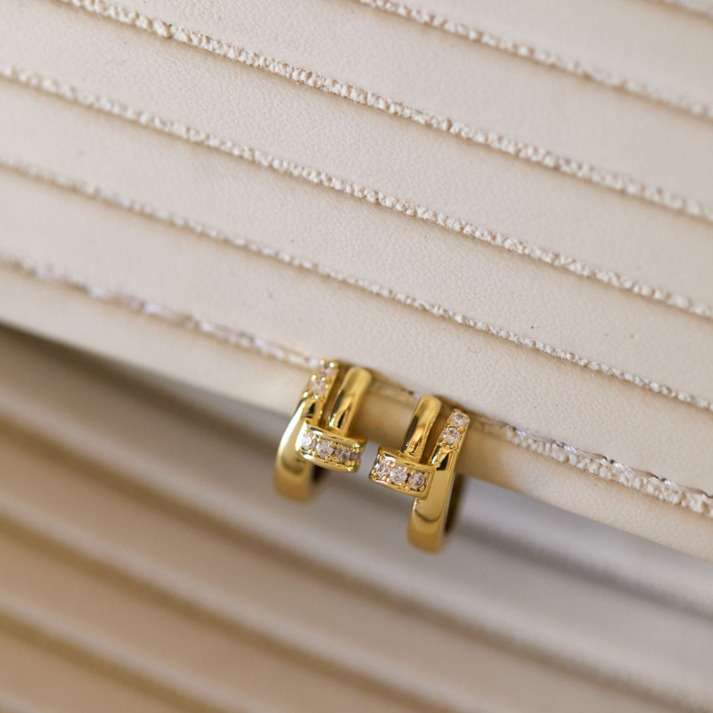 Naušnice - pozlaćeno bakreno, geometrijski oblik, elektroplatiranje, svijetli luksuzni stil, za žene