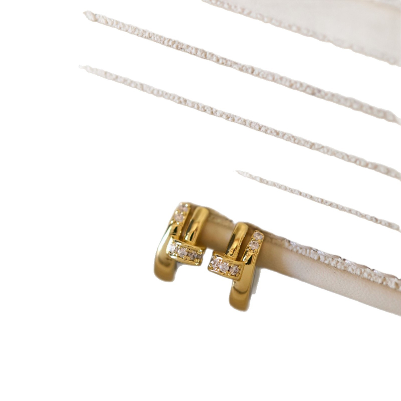 Naušnice - pozlaćeno bakreno, geometrijski oblik, elektroplatiranje, svijetli luksuzni stil, za žene